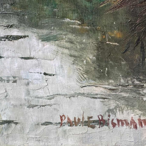 Paule BISMAN "Vissers in een uithoek van de Ardennen" olieverf op doek