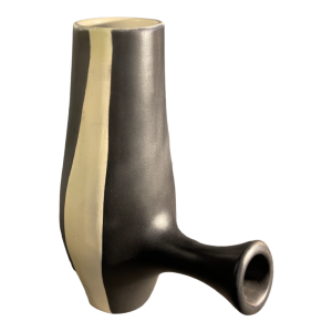 MADO JOLAIN, Pichet / Vase Moderniste à Anse en Ce´ramique Noir Blanc Gris 1950s
