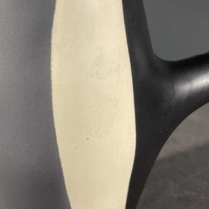 MADO JOLAIN, Modernist Black White Grey Ceramic Earthenware Handle Jug Vase 1950