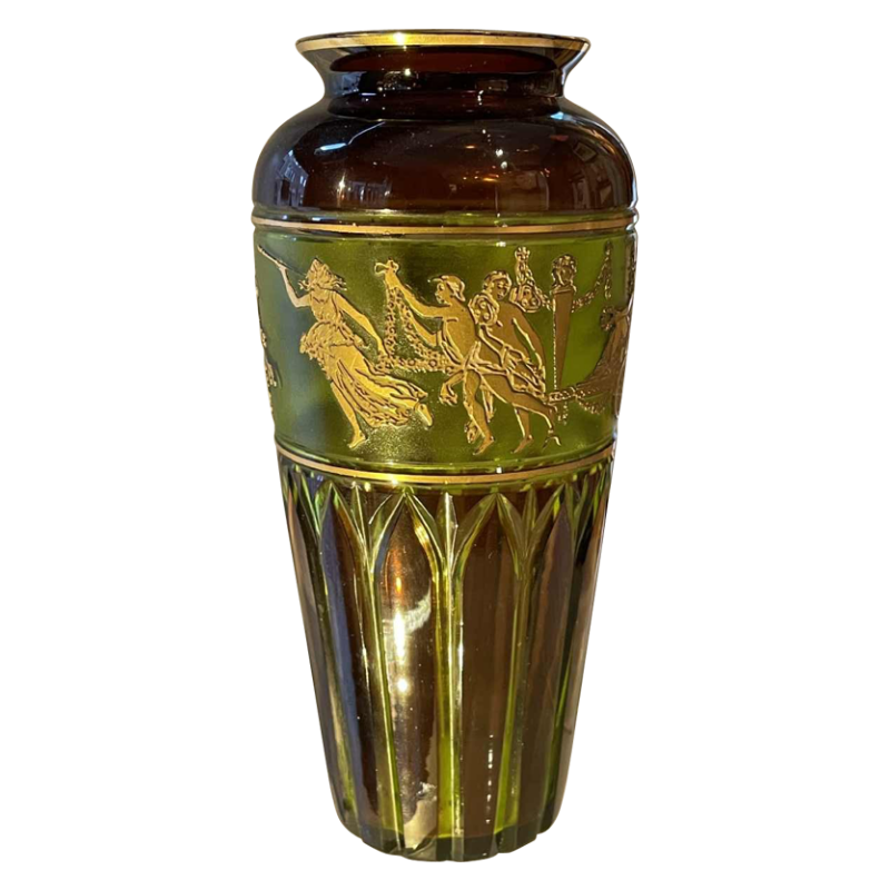 Val Saint-Lambert vase modèle viennois décor « Danse de Flore » Léon Ledru