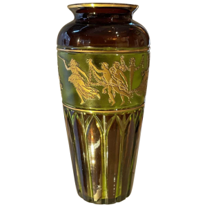 Val Saint-Lambert vase Viennese model decoration “Flora Dance” Léon Ledru