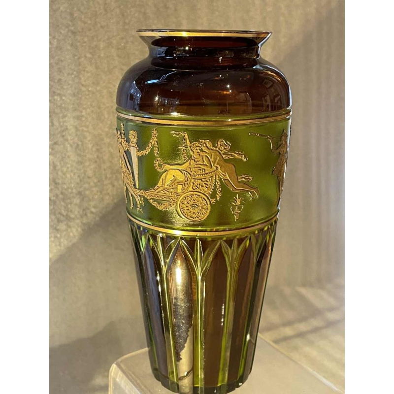 Val Saint-Lambert vase Viennese model decoration “Flora Dance” Léon Ledru