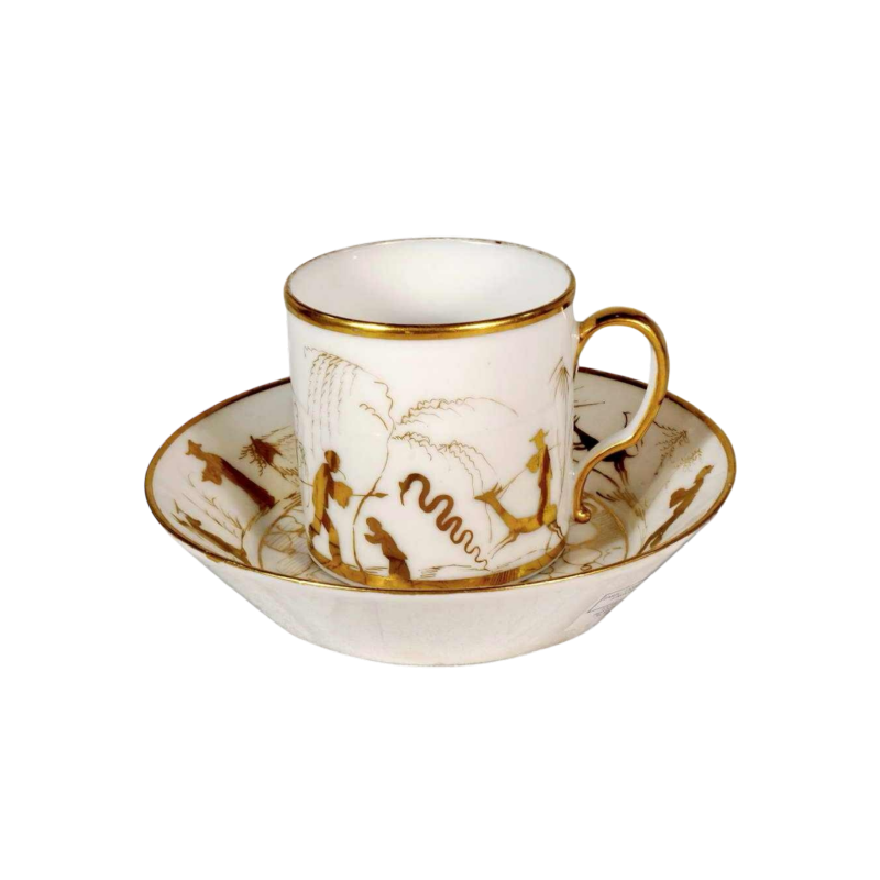 Porcelaine de Paris, tasse "litron" et sa soucoupe Louis XVI, XVIIIe s