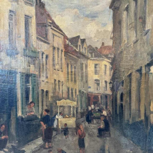 Jean VAN CLEEMPUT (1881-1953): scène de fête avec marchande de glace