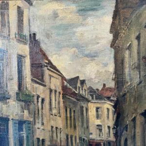 Jean VAN CLEEMPUT (1881-1953): feestscène met ijshandelaar