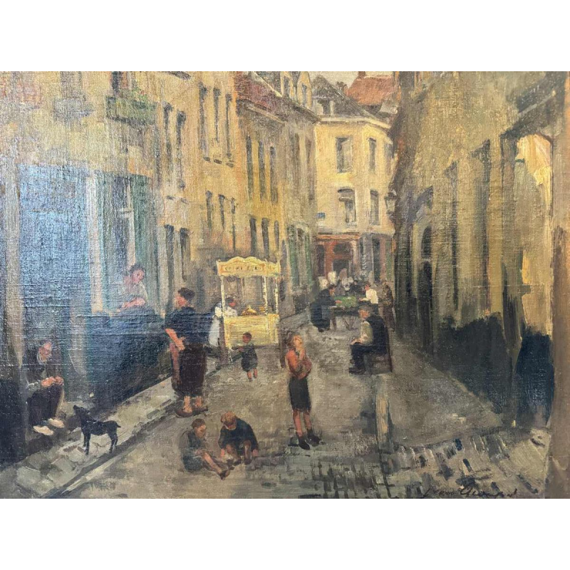 Jean VAN CLEEMPUT (1881-1953): Party scene with ice cream shop