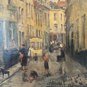 Jean VAN CLEEMPUT (1881-1953): Party scene with ice cream shop