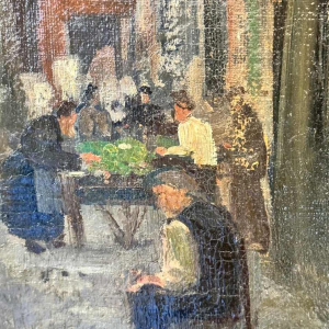 Jean VAN CLEEMPUT (1881-1953): feestscène met ijshandelaar