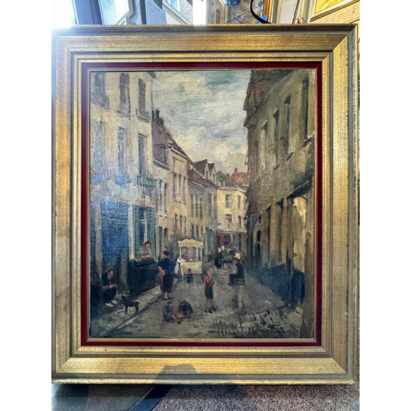 Jean VAN CLEEMPUT (1881-1953): scène de fête avec marchande de glace