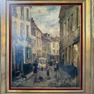 Jean VAN CLEEMPUT (1881-1953): scène de fête avec marchande de glace