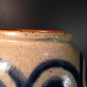 Eugène Paulus, rare vase africaniste Art Deco bleu en grès , Bouffioulx, 1926