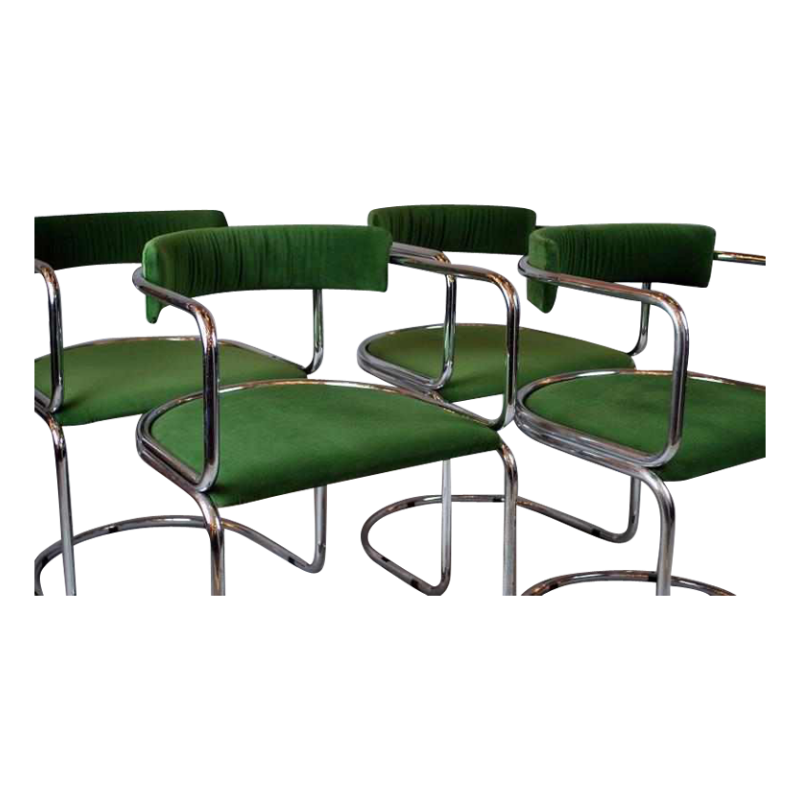 SOLD. SERIE DE 4 Chaises tubulaires Victoria vers 1970