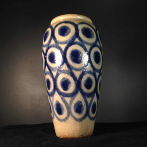 Eugène Paulus, rare vase africaniste Art Deco bleu en grès , Bouffioulx, 1926