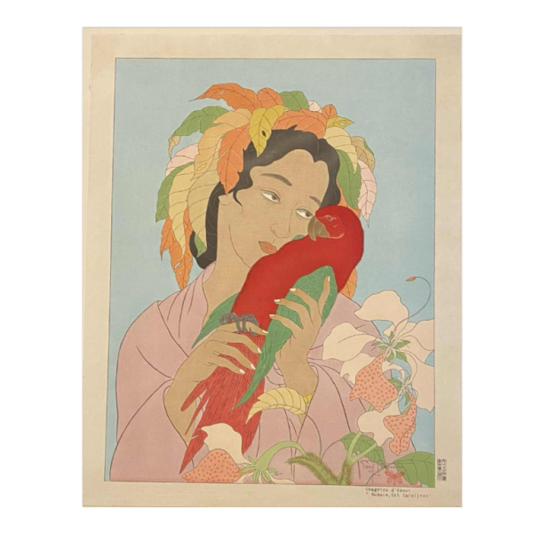 Paul Jacoulet Chagrin d'amour coloured wood engraving 1940