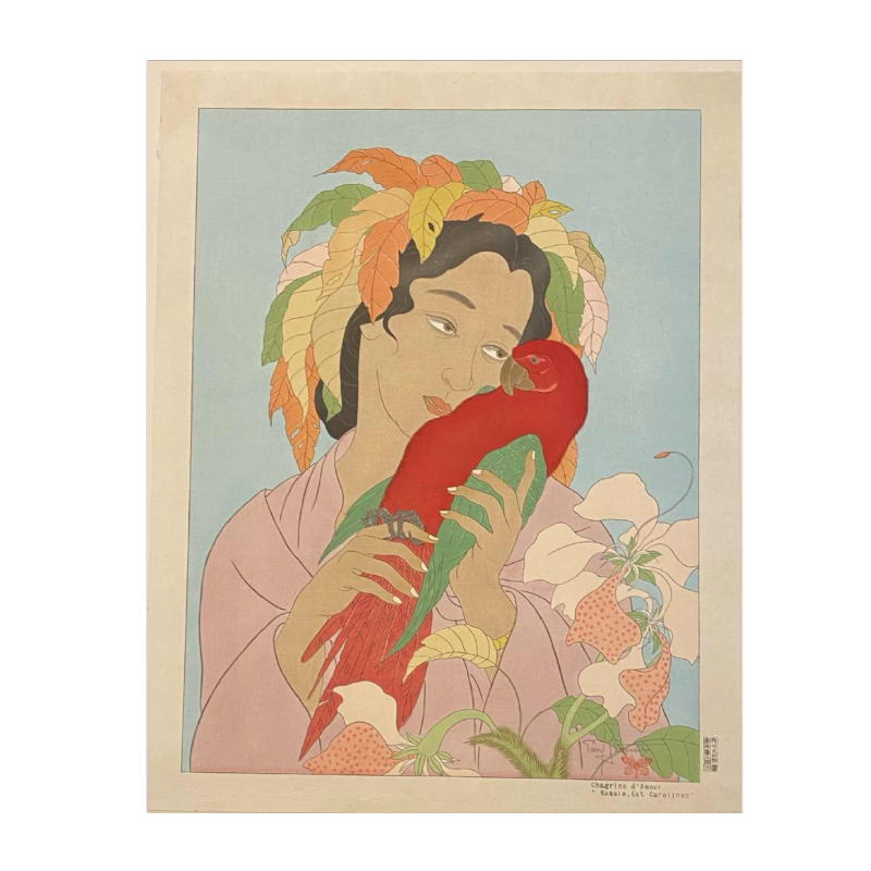 Paul Jacoulet Chagrin d'amour coloured wood engraving 1940