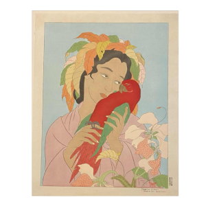 Paul Jacoulet Chagrin d'amour gekleurde hout ets 1940