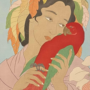 Paul Jacoulet "Chagrin damour" gravure bois couleurs 1940