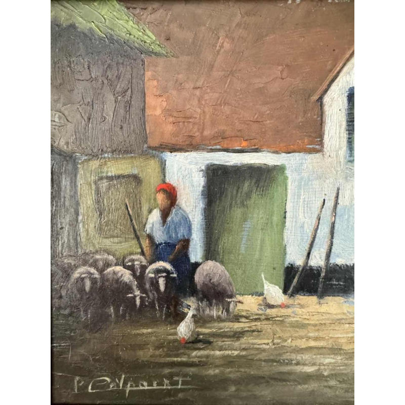 Prosper COLPAERT (1923-1990): fermière et ses animaux