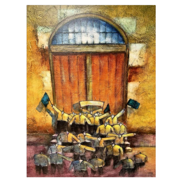 Michel MERCIE : « De deur », schilderij, olie op doek