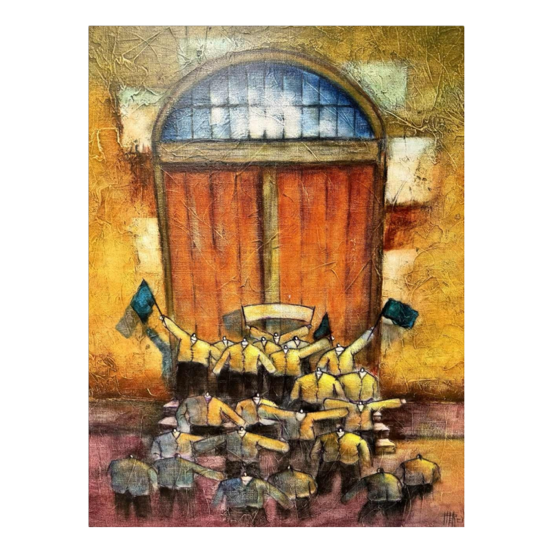 Michel MERCIE : « La porte », peinture, huile sur toile