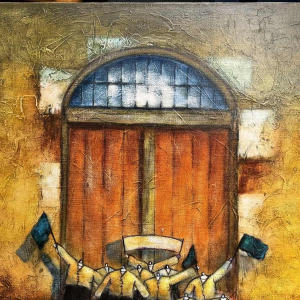 Michel MERCIE: « The door », painting, oil on canvas