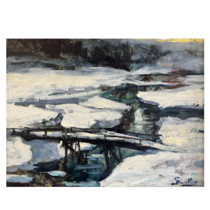 Georges BOUILLON (1891-1943) : Winter in the Ardennes painting on canvas