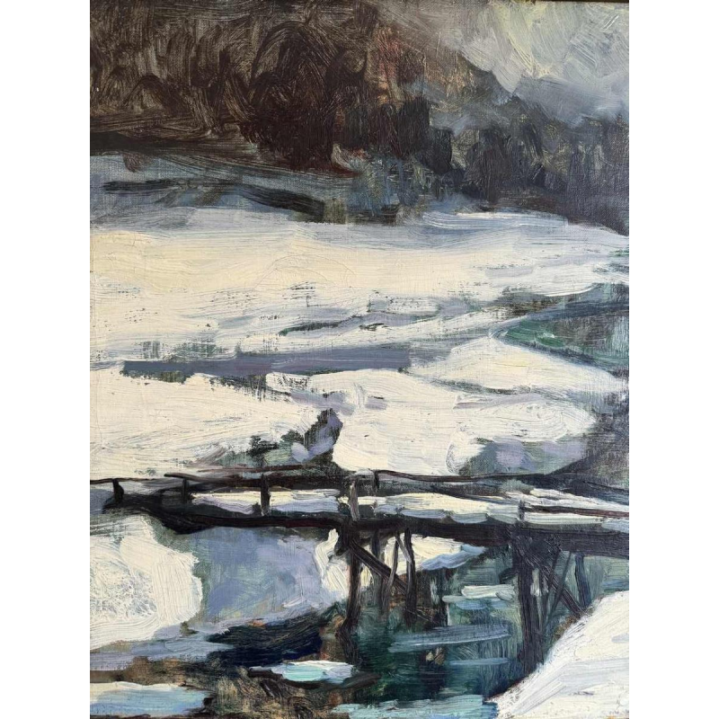 Georges BOUILLON (1891-1943) : Winter in de Ardennen schilderen op doek