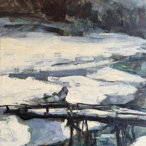 Georges BOUILLON (1891-1943) : hiver en Ardenne peinture sur toile