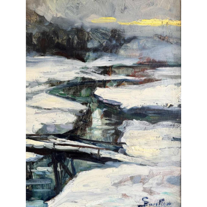 Georges BOUILLON (1891-1943) : Winter in de Ardennen schilderen op doek