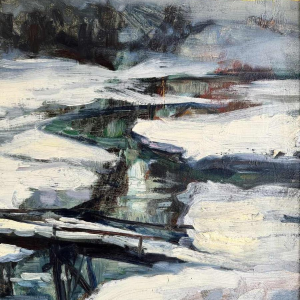 Georges BOUILLON (1891-1943) : Winter in de Ardennen schilderen op doek