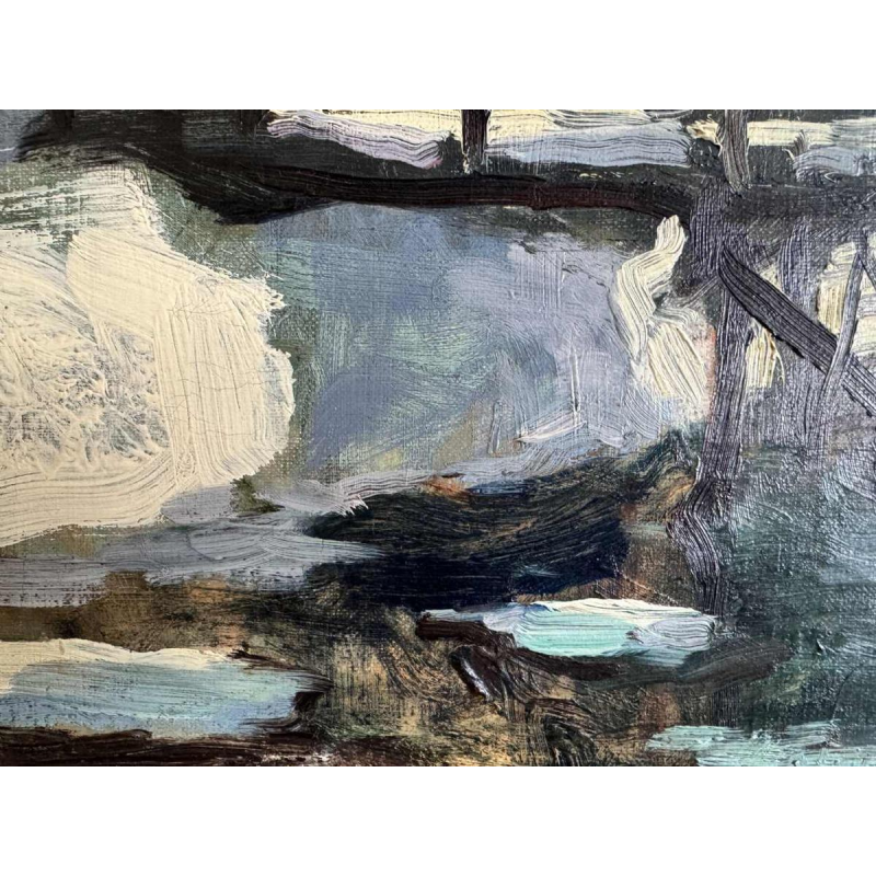 Georges BOUILLON (1891-1943) : Winter in the Ardennes painting on canvas