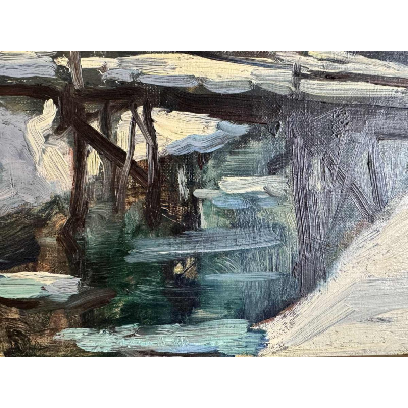 Georges BOUILLON (1891-1943) : Winter in de Ardennen schilderen op doek