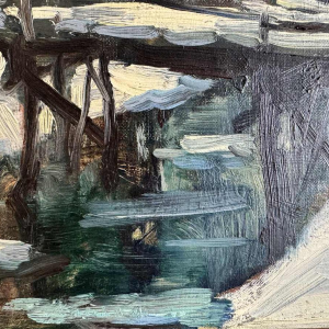 Georges BOUILLON (1891-1943) : Winter in the Ardennes painting on canvas