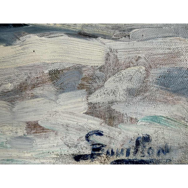 Georges BOUILLON (1891-1943) : hiver en Ardenne peinture sur toile