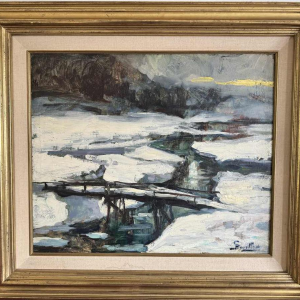 Georges BOUILLON (1891-1943) : Winter in de Ardennen schilderen op doek