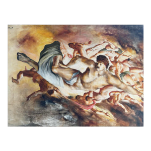 Christian HOCQUET « Het laatste oordeel  » schilderij olie op doek