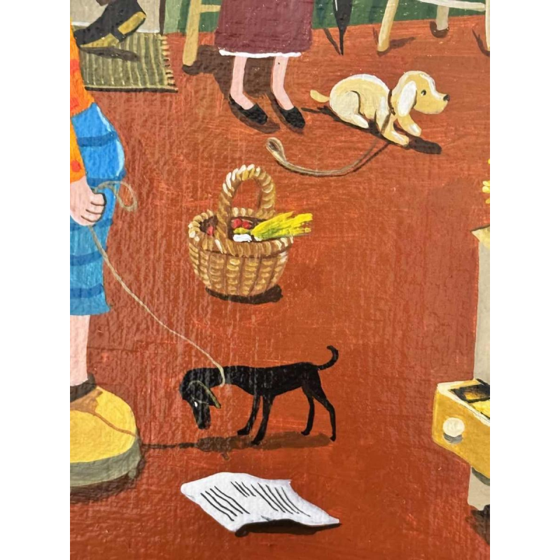 Marie-Louise BATARDY (1943-): « Aan de apotheek » schilderij olie op doek