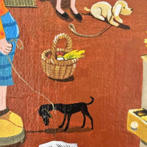 Marie-Louise BATARDY (1943-): « Aan de apotheek » schilderij olie op doek