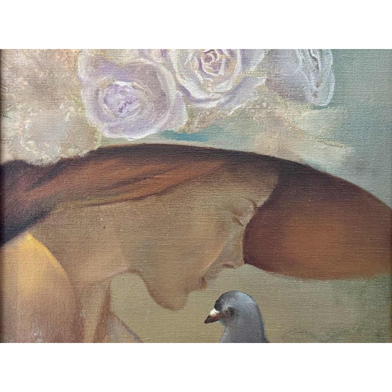 Albert de Villeroux «Le Secret» tableau huile sur toile, 20ème siècle