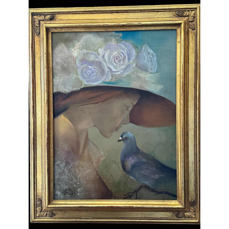 Albert de Villeroux “Le Secret” schilderij olieverf op doek, 20e eeuw