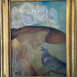 Albert de Villeroux “Le Secret” schilderij olieverf op doek, 20e eeuw