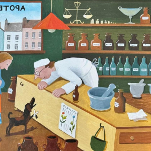Marie-Louise BATARDY « A la pharmacie » peinture huile sur toile