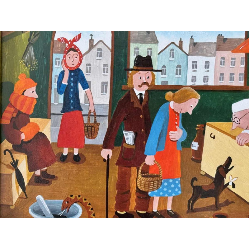 Marie-Louise BATARDY « A la pharmacie » peinture huile sur toile
