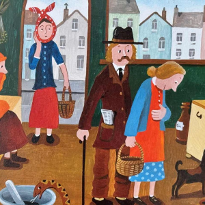 Marie-Louise BATARDY « Aan de apotheek » schilderij olie op doek