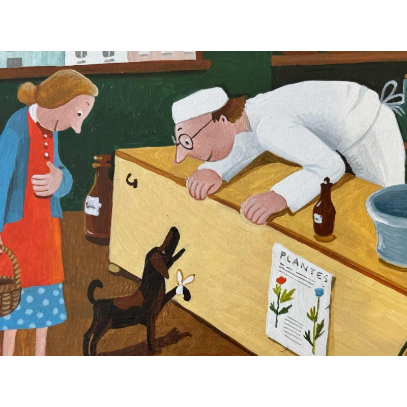 Marie-Louise BATARDY « A la pharmacie » peinture huile sur toile