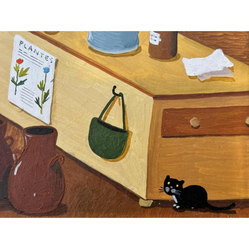 Marie-Louise BATARDY «At the chemistry » painting oil on canvas