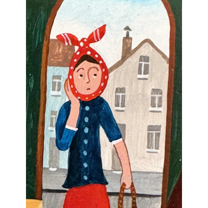 Marie-Louise BATARDY « Aan de apotheek » schilderij olie op doek