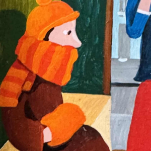 Marie-Louise BATARDY « Aan de apotheek » schilderij olie op doek