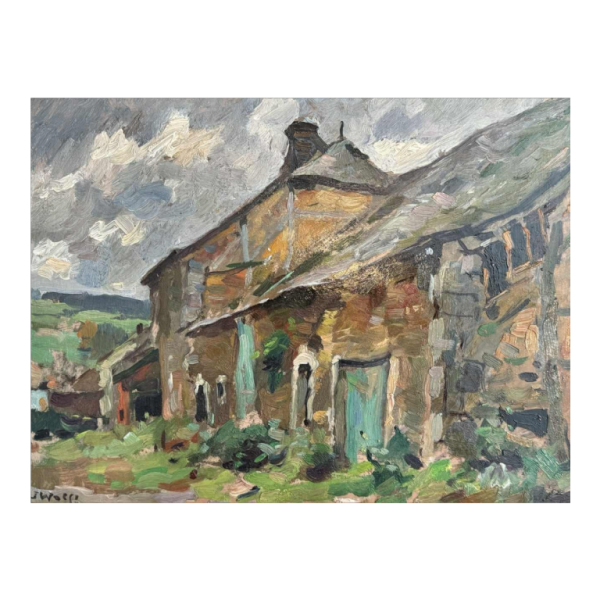 José WOLFF "Ardennes farmhouse" oil on panel