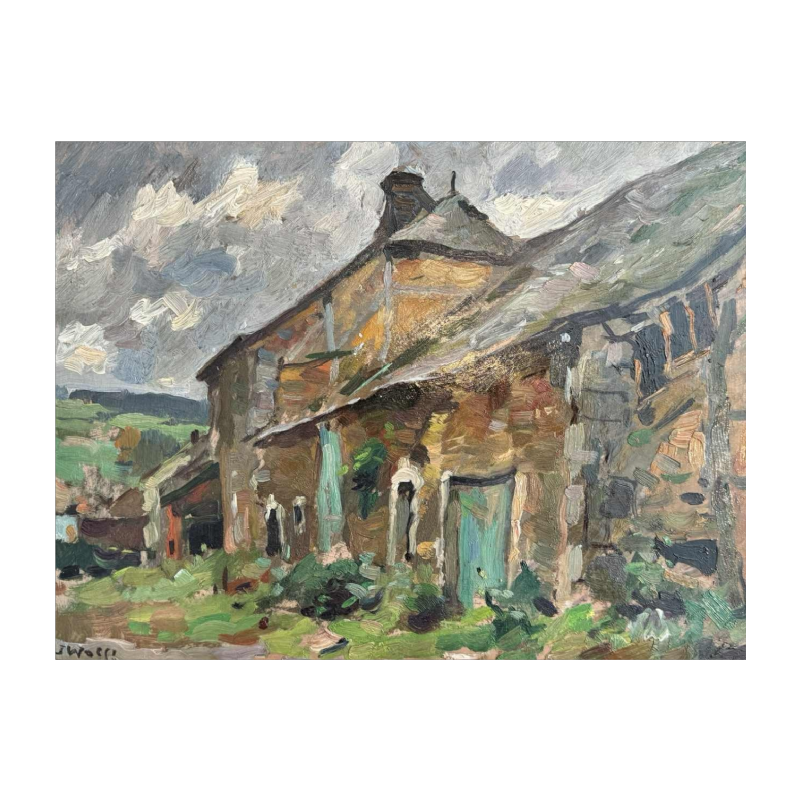 José WOLFF "Ardense boerderij" olieverf op paneel
